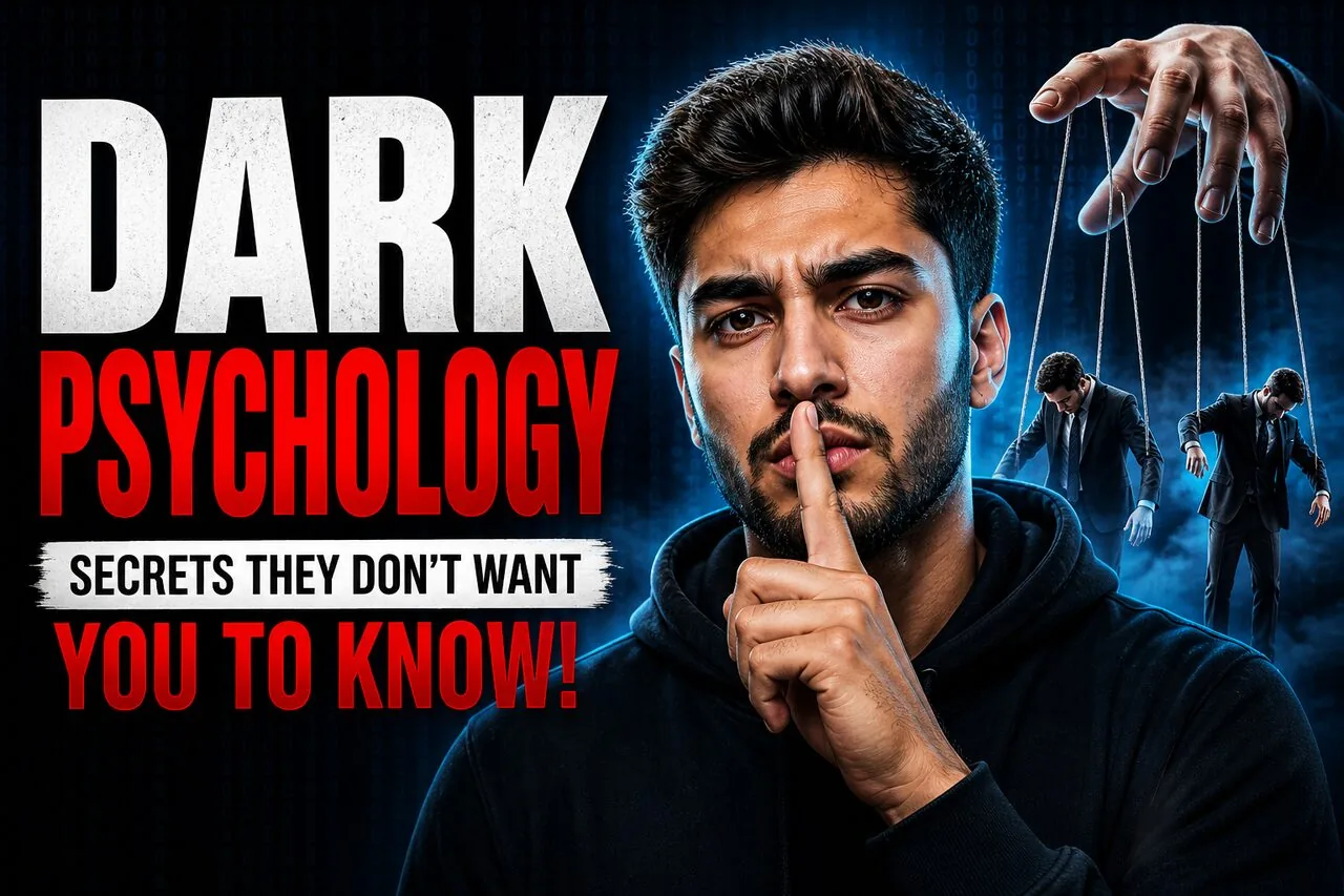 Dark Psychology Secrets They Don't Want You to Know! — Psychology YouTube thumbnail (16:9) designed by Abdul Wassay