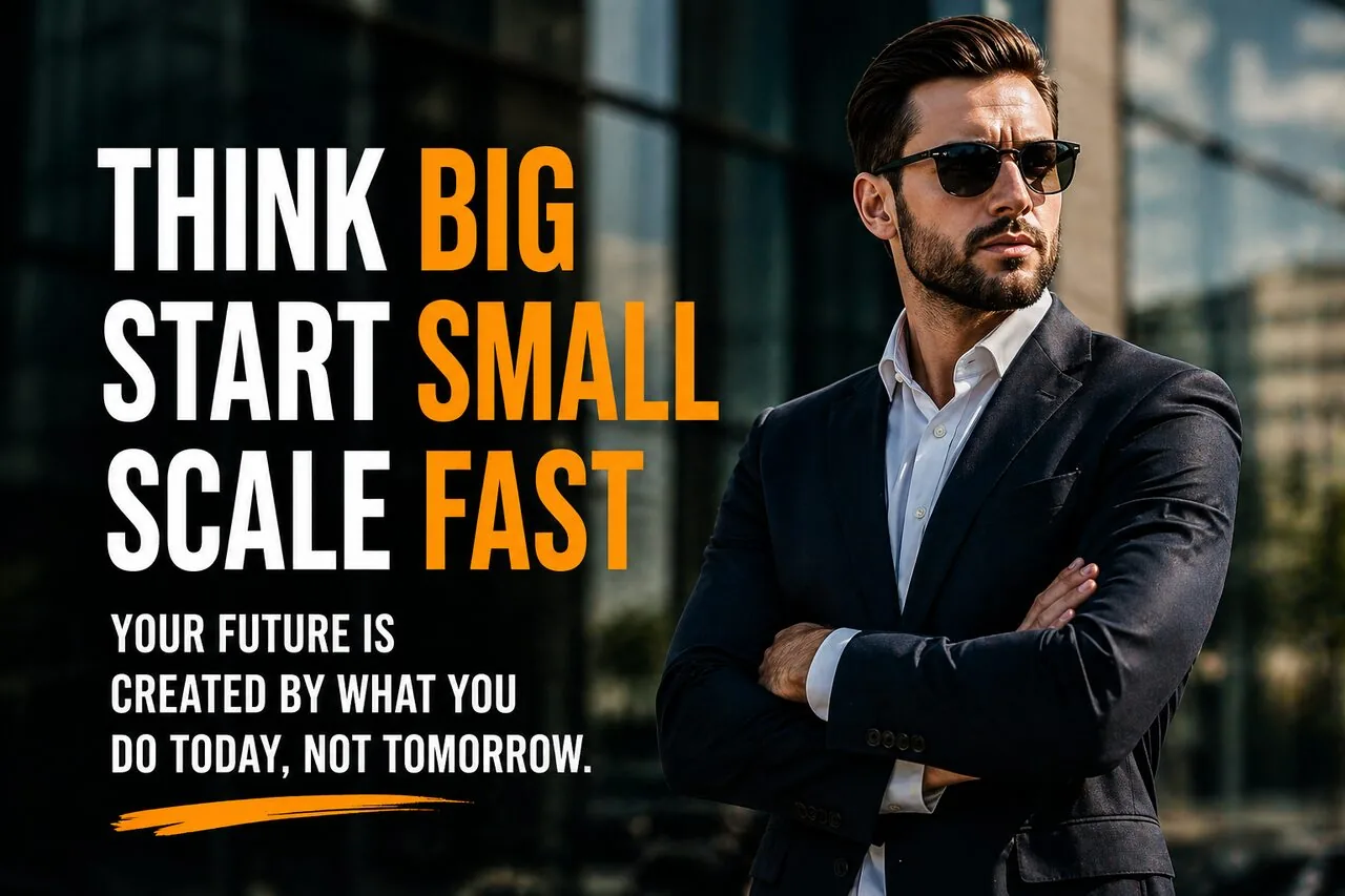 Think Big, Start Small, Scale Fast — Business / Motivation YouTube thumbnail (16:9) designed by Abdul Wassay