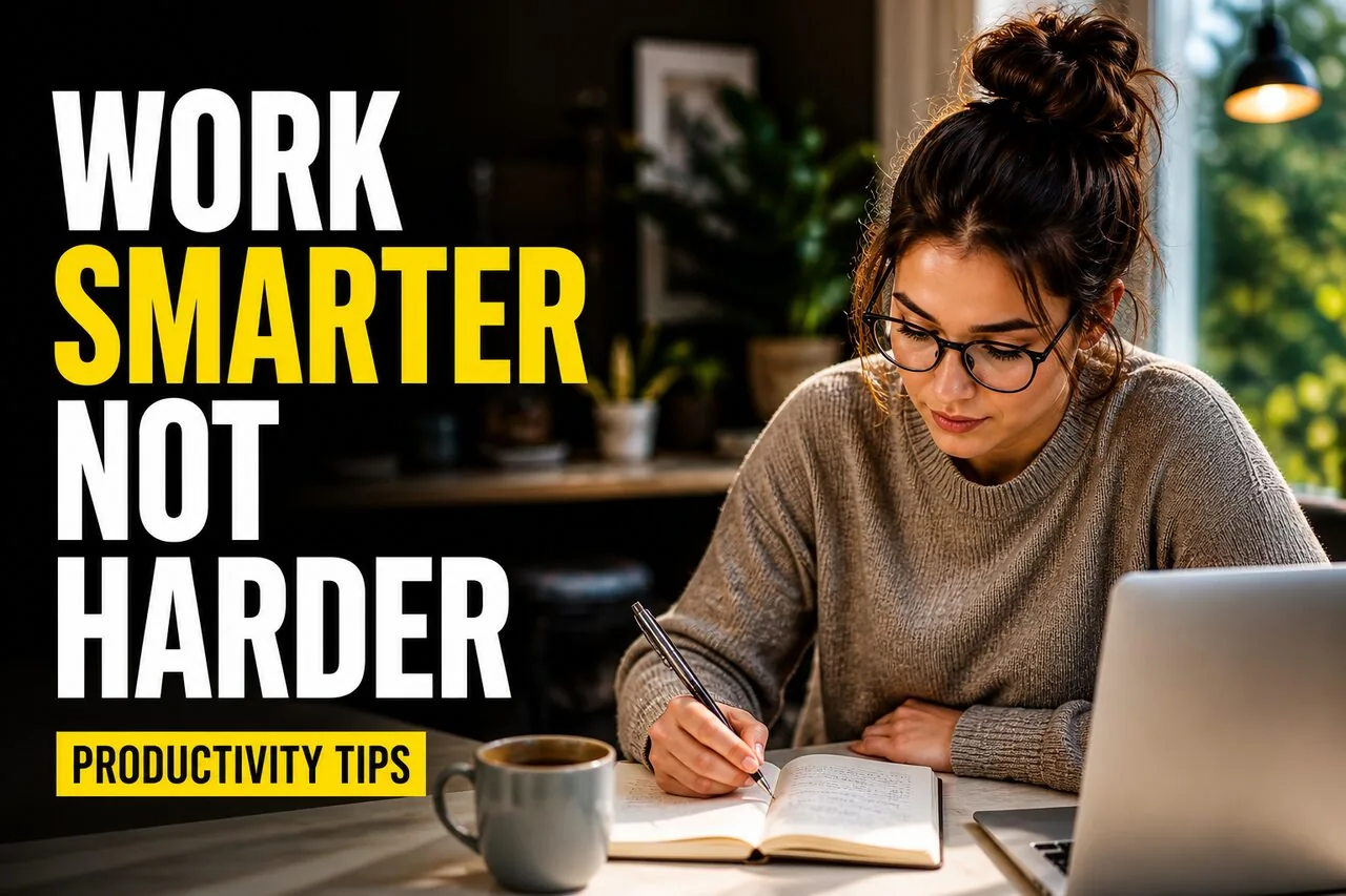 Work Smarter, Not Harder — Productivity YouTube thumbnail (16:9) designed by Abdul Wassay