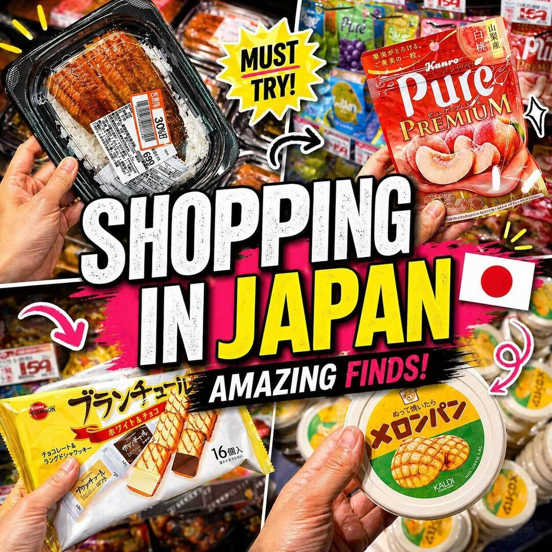 Shopping in Japan — Must Try! — Travel / Food Instagram thumbnail (1:1) designed by Abdul Wassay