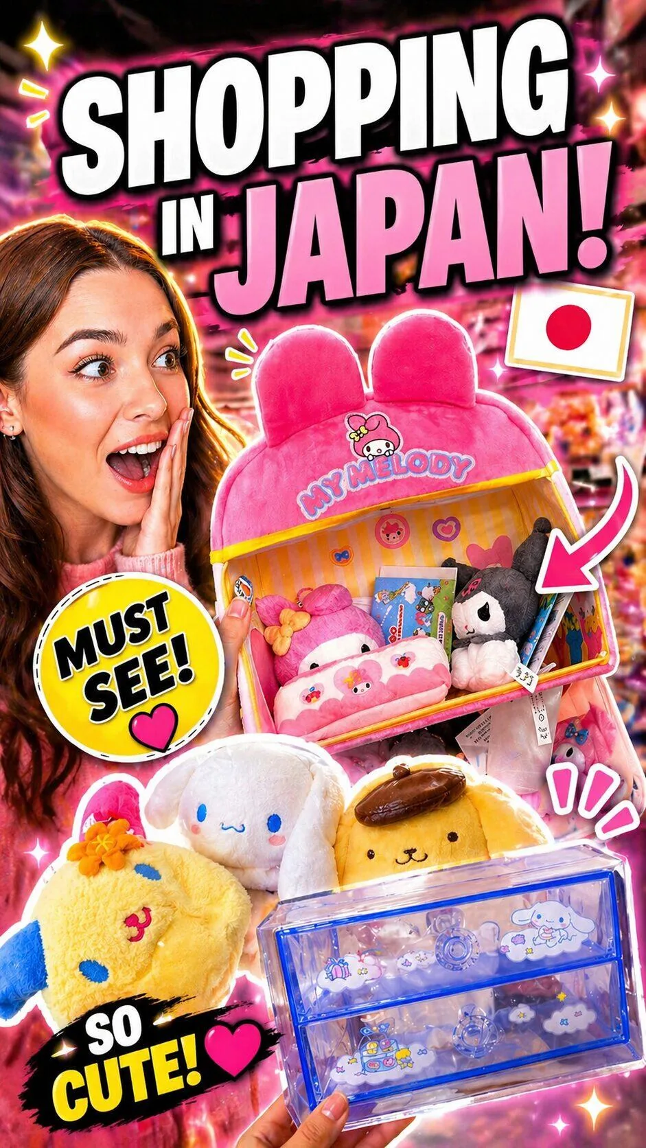 Shopping in Japan — So Cute! — Lifestyle / Kawaii TikTok thumbnail (9:16) designed by Abdul Wassay