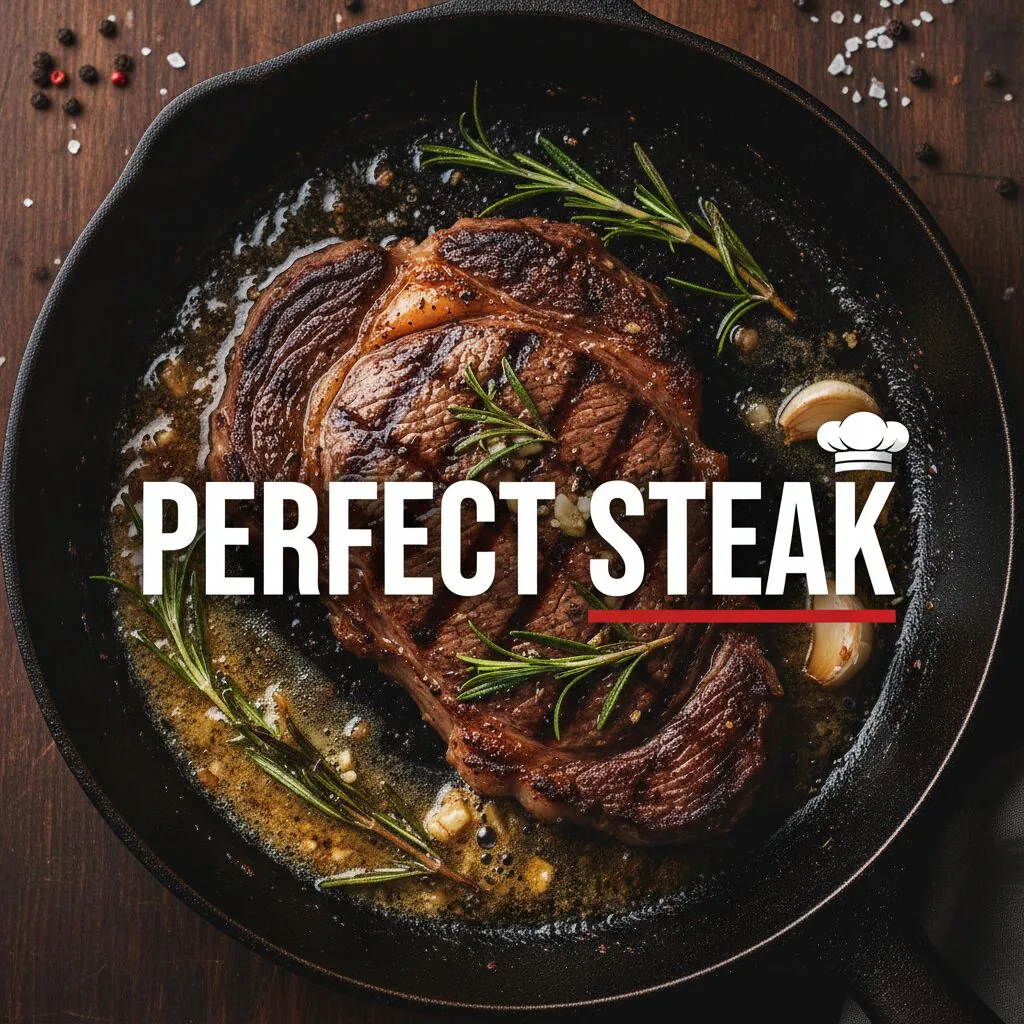 Perfect Steak Every Time — Cooking YouTube thumbnail (16:9) designed by Abdul Wassay